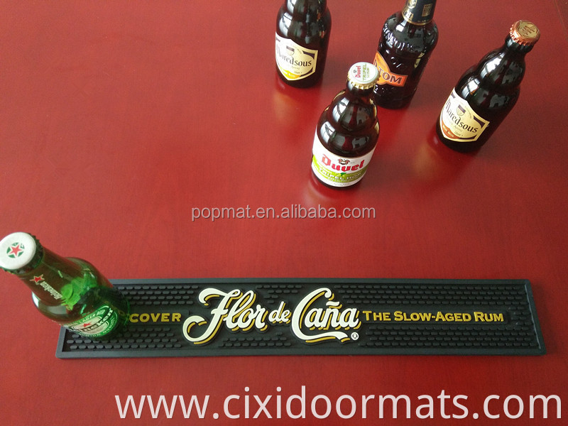 Custom design soft pvc non- slip beer drinking promotional bar accessories bar mat